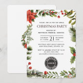会社のロゴ入りビジネス用クリスマスパーティー 招待状 (正面/裏面)