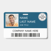 会社のロゴ入り従業員写真 ティールID バッジ (正面)