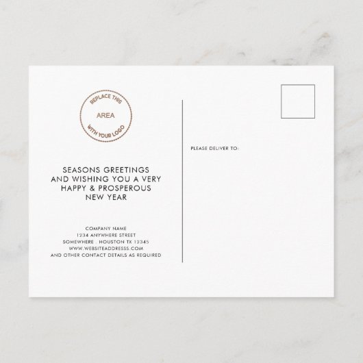 会社のロゴ写真を追加ハッピーホリデースクリプト ポストカード (裏面)