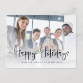 会社のロゴ写真を追加ハッピーホリデースクリプト ポストカード (正面)