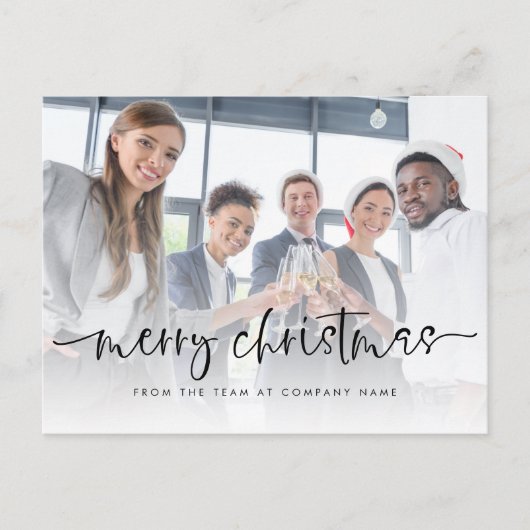 会社のロゴ写真を追加Merry Christmas Script ポストカード (正面)