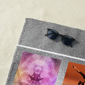 会社のロゴ写真コラージュ銀エレガント ビーチタオル (インサイチュ)