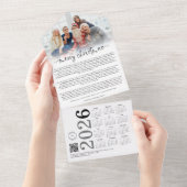 会社のロゴ写真2026カレンダーのクリスマスカード オールインワン招待状 (貼ってはがせる)