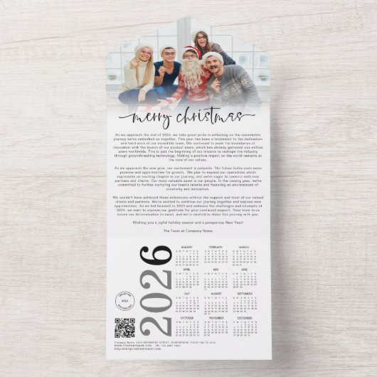 会社のロゴ写真2026カレンダーのクリスマスカード オールインワン招待状 (内側)