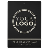 会社のロゴ千鳥格子のブラックオフホワイトビジネス クリップボード (裏面)