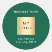 会社のロゴ名の緑の白いアドレス ラウンドシール (正面)