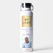 会社のロゴ名の署名の写真ブランドカラー ウォーターボトル (背面)