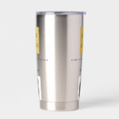 会社のロゴ名の署名の写真ブランドカラー 保温保冷タンブラー (左面)