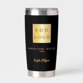 会社のロゴ名の署名ブラック金ゴールド 保温保冷タンブラー (背面)