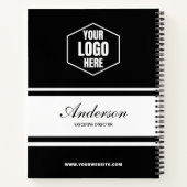 会社のロゴ名スクリプトタイトル白黒ギフト ノートブック (裏面)