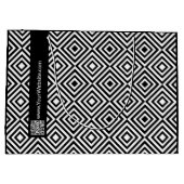 会社のロゴ名ソーシャルブラック&ホワイトパターン ラージペーパーバッグ (裏面)