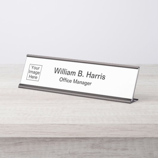 会社のロゴ名プラークの追加 デスクネームプレート (正面)