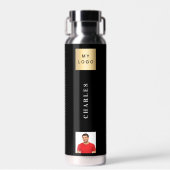 会社のロゴ名（写真黒） ウォーターボトル (正面)