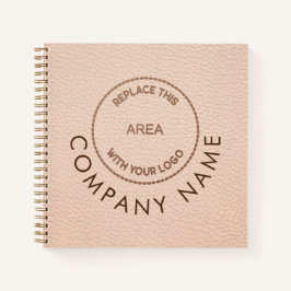 会社のロゴ名QRコードクリームレザーフェイク ノートブック