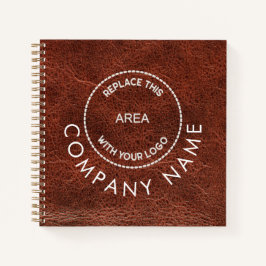 会社のロゴ名QRコードブラウンレザーフェイク ノートブック