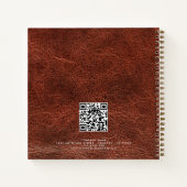 会社のロゴ名QRコードブラウンレザーフェイク ノートブック (裏面)