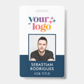 会社のロゴ従業員のフォトブルーID バッジ (Front)