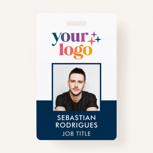 会社のロゴ従業員のフォトブルーID バッジ (正面)