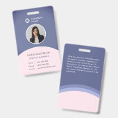 会社のロゴ従業員の写真ID青と赤面 バッジ (正面＆裏面)