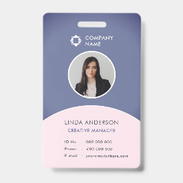 会社のロゴ従業員の写真ID青と赤面 バッジ