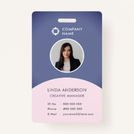 会社のロゴ従業員の写真ID青と赤面 バッジ