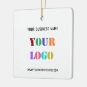 会社のロゴ文字あなたのビジネスのクリスマスオーナメント セラミックオーナメント (左)