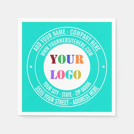 会社のロゴ文字とカラービジネスナプキン スタンダードカクテルナプキン (正面)