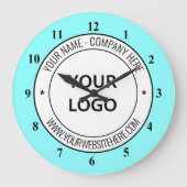 会社のロゴ文字の営業宣伝時計 ラージ壁時計 (正面)