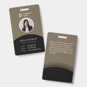 会社のロゴ社員の写真IDブラエレガントウンブラック バッジ (正面＆裏面)