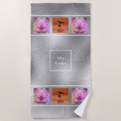 会社のロゴ銀色の写真コラージュエレガント事業 ビーチタオル (正面)