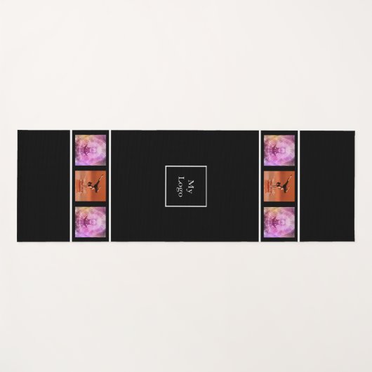 会社のロゴ黒の写真のコラージュ白 ヨガマット (正面(横))