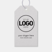 会社のロゴ – グレーと黒の価格のつるラベル ギフトタグ (正面)