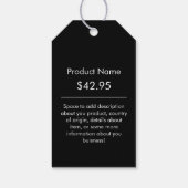 会社のロゴ – グレーと黒の価格のつるラベル ギフトタグ (裏面)