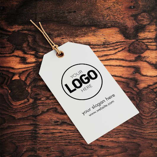 会社のロゴ – グレーと黒の価格のつるラベル ギフトタグ