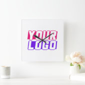 会社のロゴ スクエア壁時計 (ホーム)