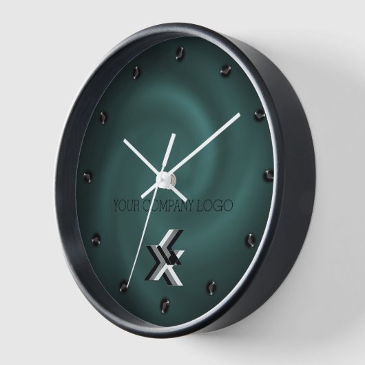 会社のロゴ、テキパーソナライズされたストを大きく追加 壁時計 (傾斜)