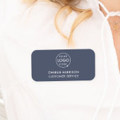 会社のロゴ |ネイビモダンーブルー社員スタッフ 名札