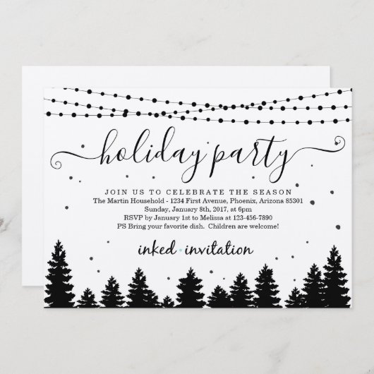 会社のロゴ、ビジネスクリスマスホリデーパーティーの追加 招待状 (正面/裏面)