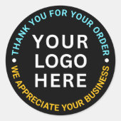 会社のロゴ | ブラックブランドサンキュー ラウンドシール (正面)
