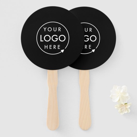 会社のロゴ |ブラックモダンプロモーション ハンドファン (正面&裏面)