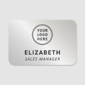 会社のロゴ プロフェッショナルシルバー 名札 (正面)
