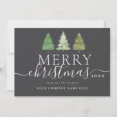 会社のロゴ メリークリスマスツリー エレガントな筆記体 シーズンカード (正面)