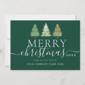 会社のロゴ メリークリスマスツリー エレガントな筆記体 シーズンカード (正面)