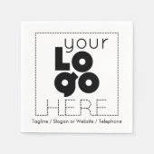 会社のロゴ+使い捨て紙パーティーナプキン スタンダードカクテルナプキン (正面)