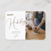 会社のロゴ、写真&グリーティングホワイトクラフトホリデイ 名刺 (正面)