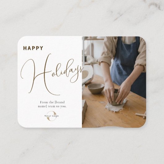 会社のロゴ、写真&グリーティングホワイトクラフトホリデイ 名刺 (正面)