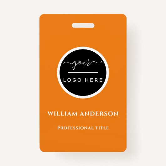 会社のロゴ(姓と名)バーコードB バッジ (正面)