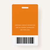 会社のロゴ(姓と名)バーコードB バッジ (裏面)