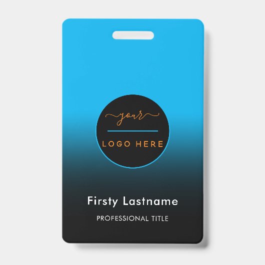 会社のロゴ（姓名付き）バーコードBa バッジ (正面)