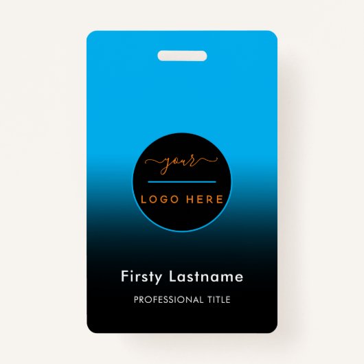 会社のロゴ(姓名付き)バーコードBa バッジ (正面)